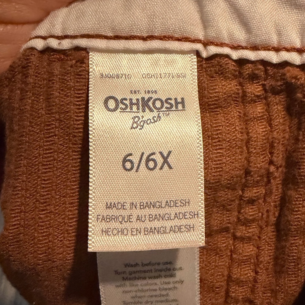 OshKosh B'gosh Corduroy Button-Front Overalls in Dress Rust Brown 100% Cotton - Picture 2 of 6